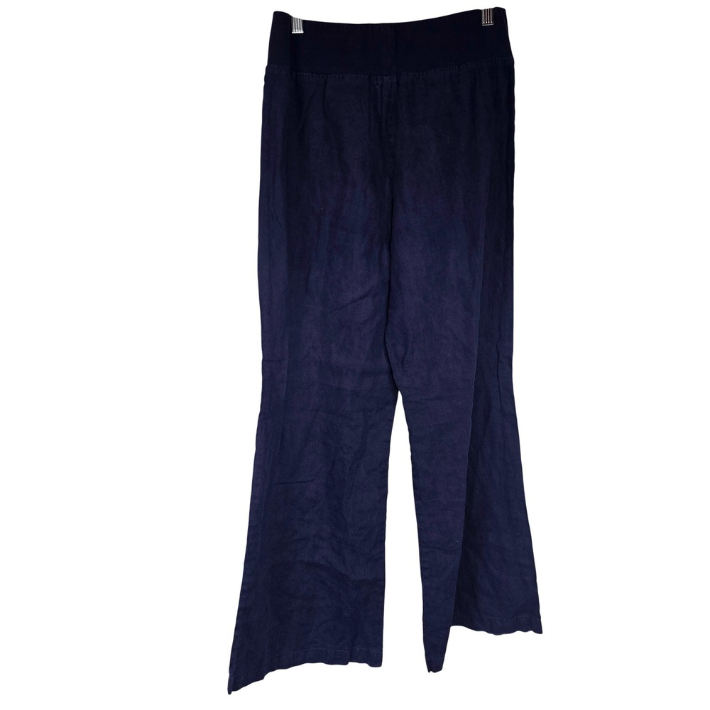 Matilda Jane Navy Wide Leg Pants Women Medium Blue Linen Blend Coastal Boho